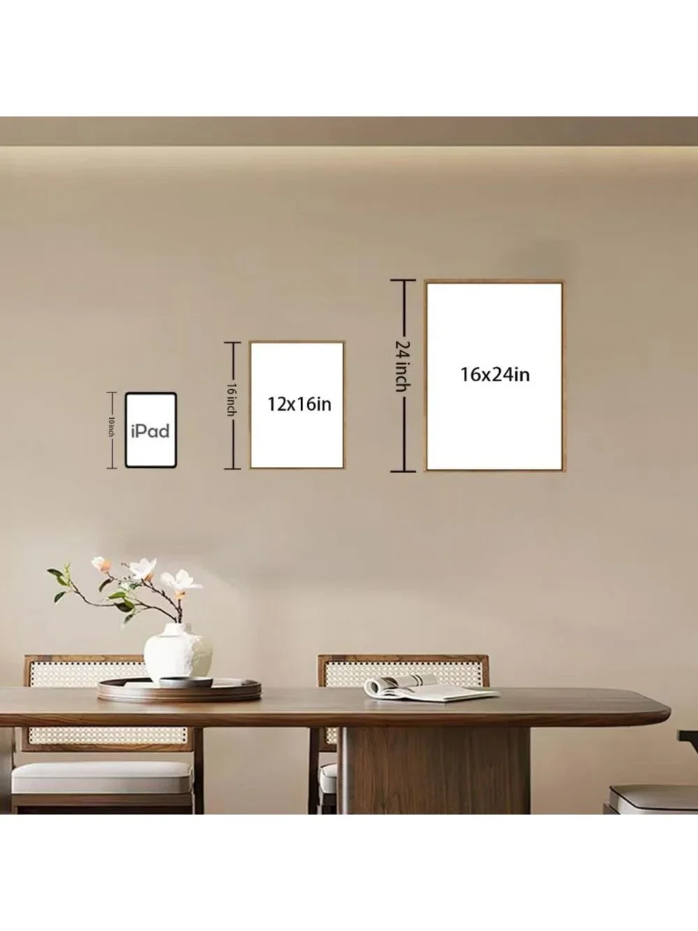 Set of 3 Boho Canvas Wall Art Prints - Mid Century Modern Geometric Decor for